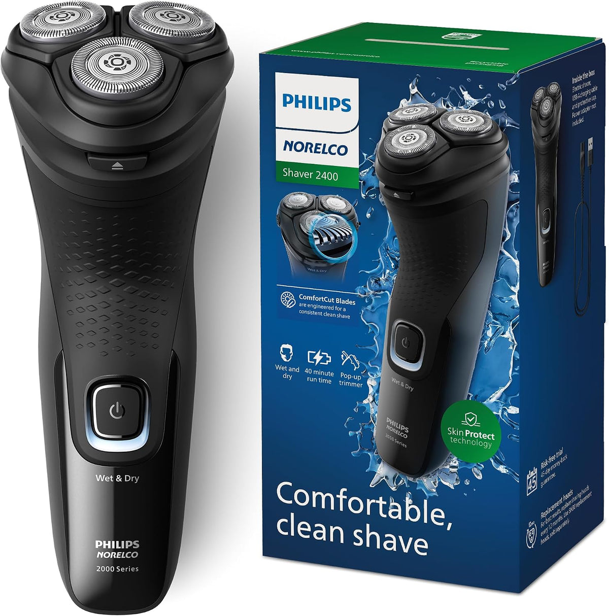 Philips Norelco Shaver 2400 Series, afeitadora eléctrica en seco y...