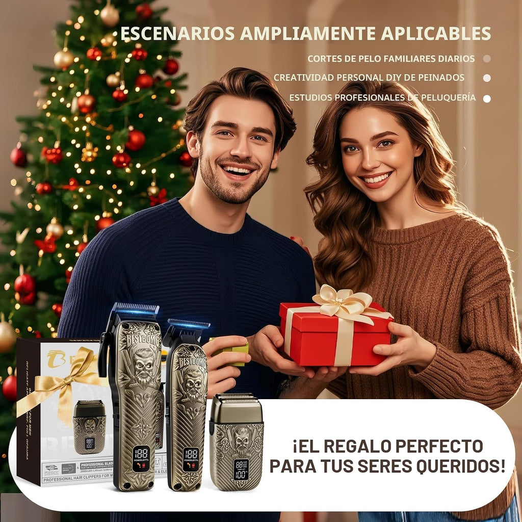 BESTBOMG® BS-808DR - Juego de cortapelos para hombres, recortadora...