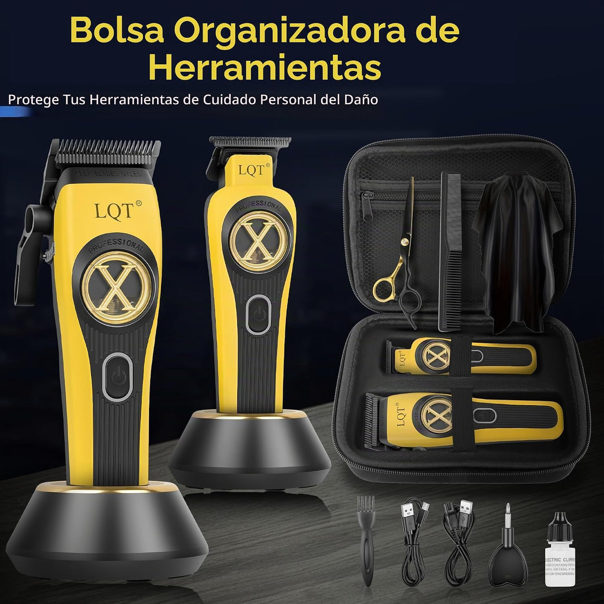 LQT - Kit profesional de cortapelos inalámbrico, recortadora recarg...