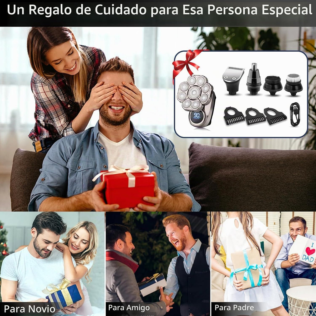 Afeitadora de cabeza para hombres calvos, afeitadoras eléctricas fl...
