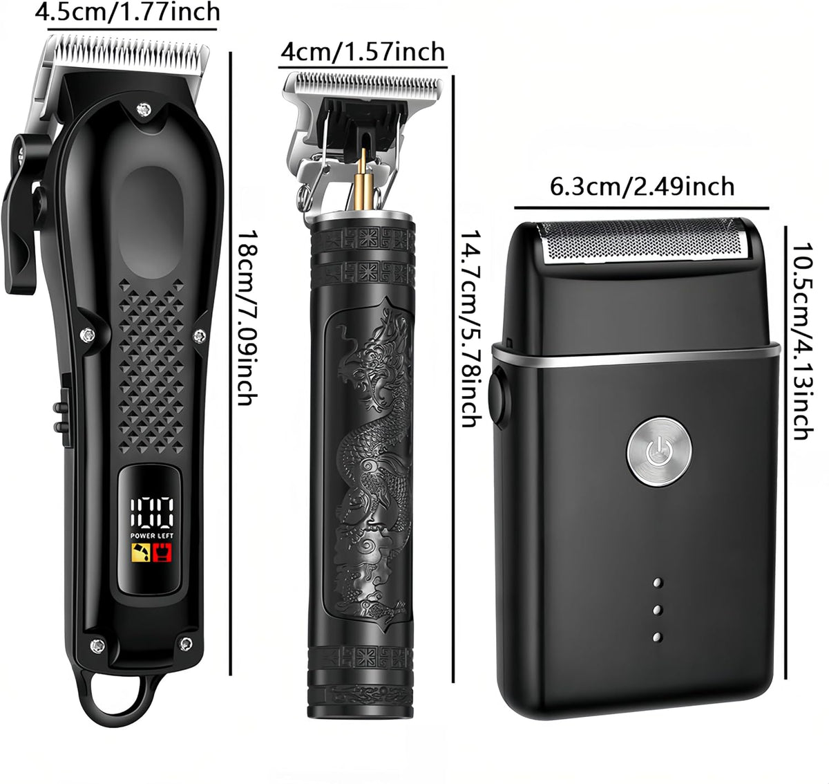 PROIYO Cortapelos 3 en 1 para hombres con LED, recortador de barba...