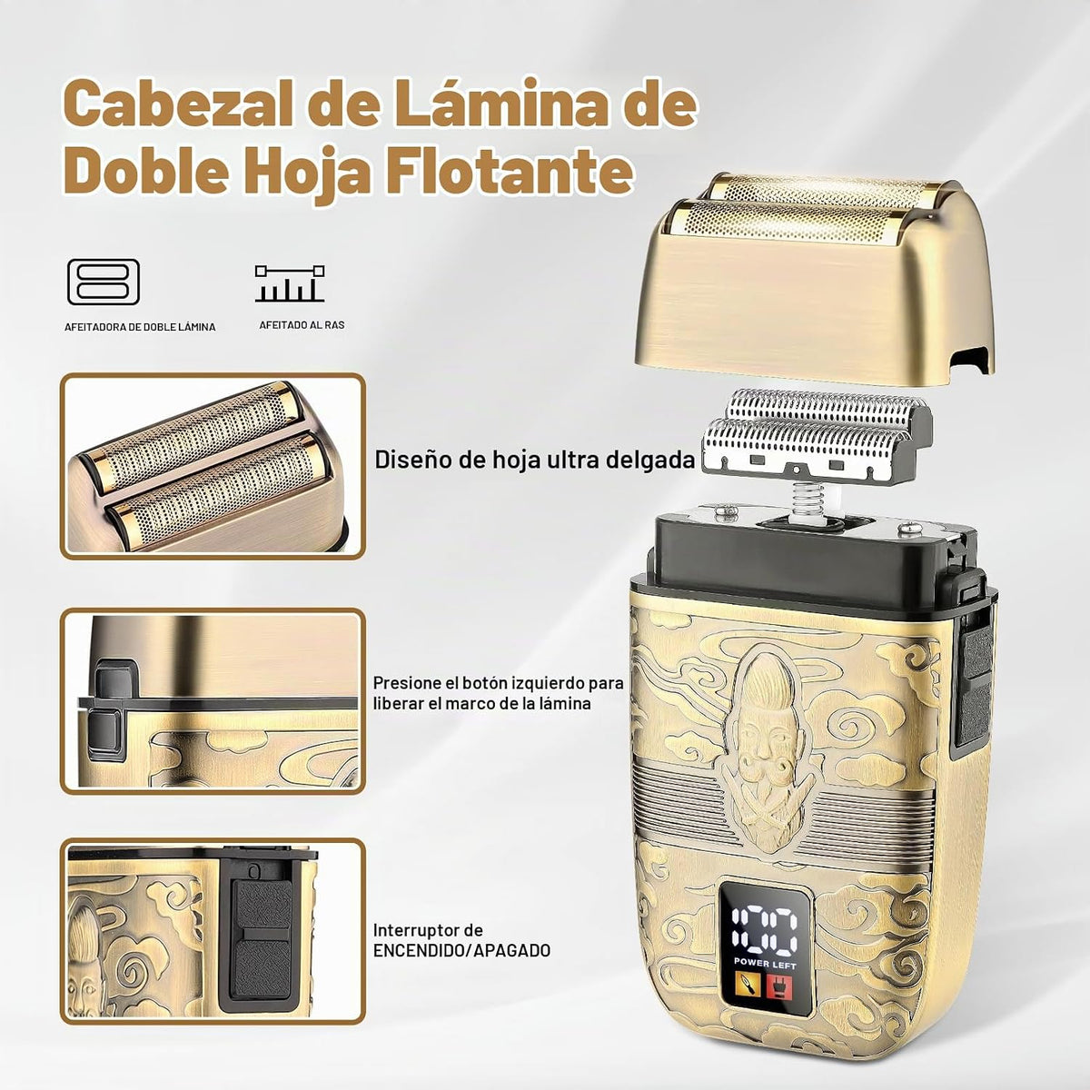 Saoilli - Cortadora de barba para hombres, afeitadora eléctrica 4 e...