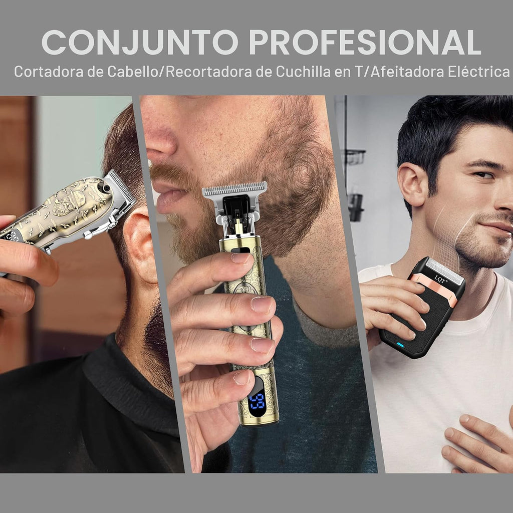 Juego de cortapelos para hombres, cortadora de pelo con pantalla LE...